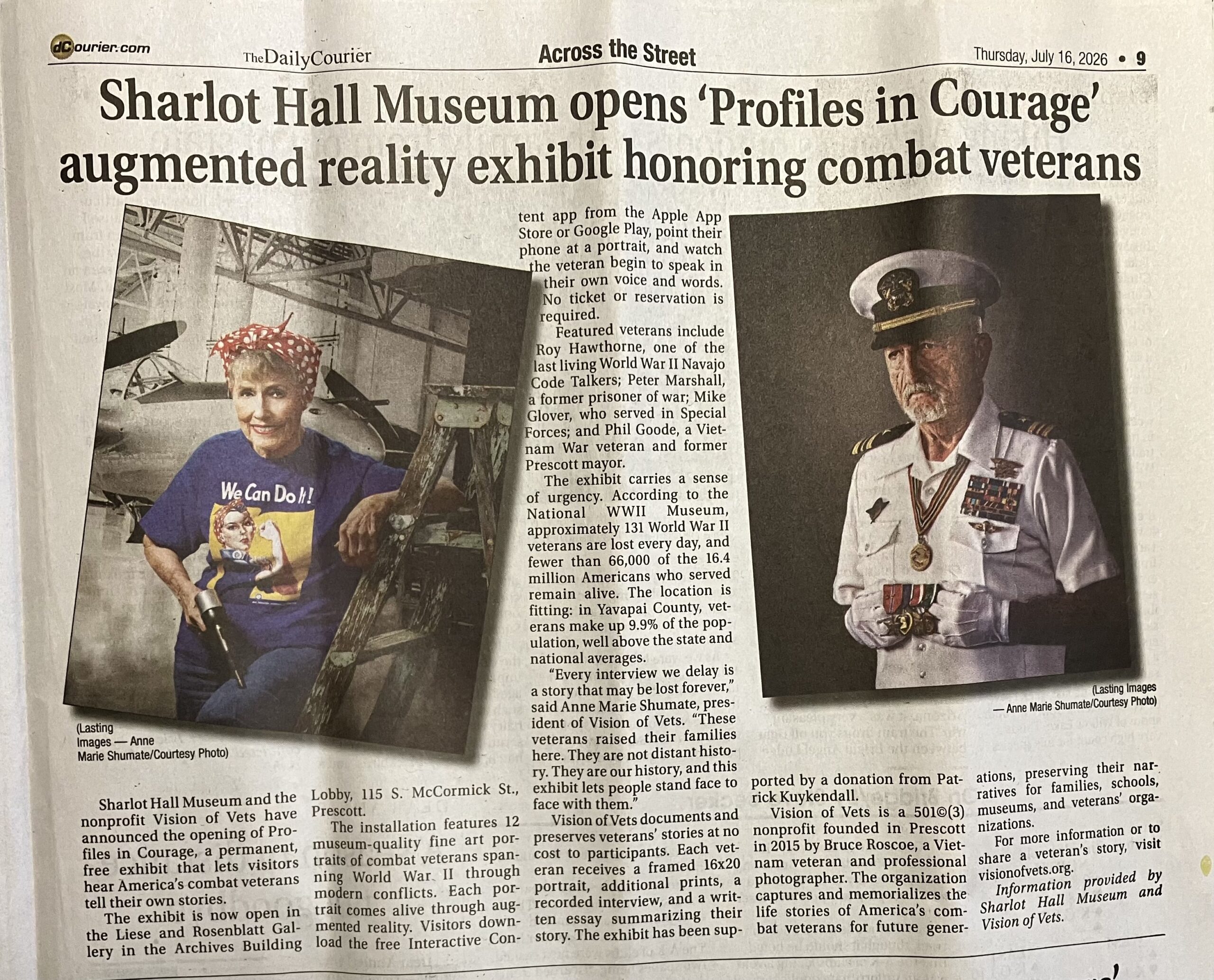 Sharlot Hall Museum opens ‘Profiles in Courage’ augmented reality exhibit honoring combat veterans